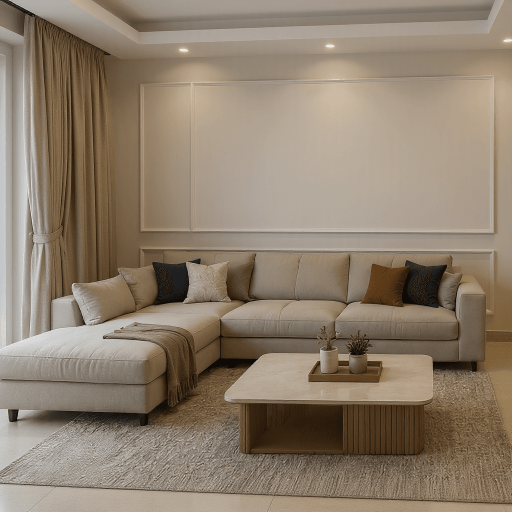 L‑Shaped Sofa With Center Table