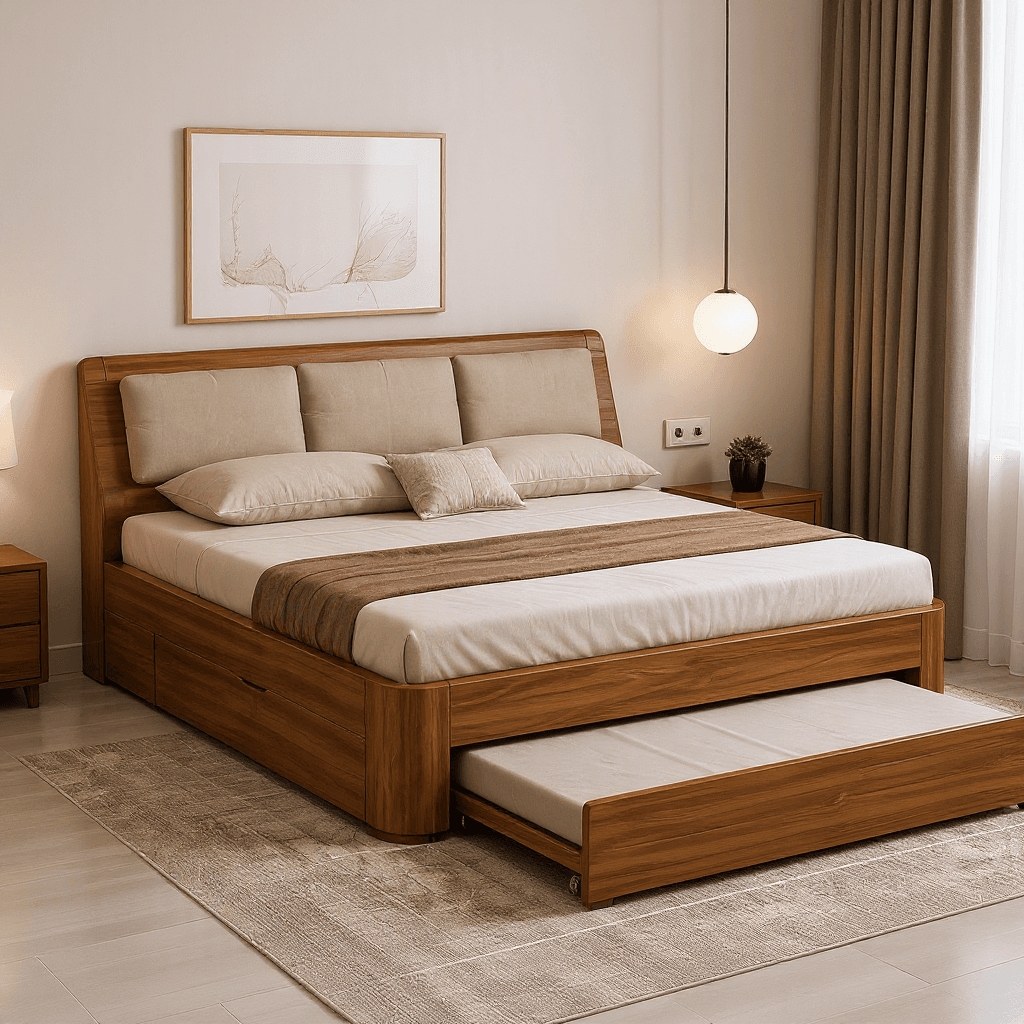 Custom Family Bed with Pull-Out Bed and Storage