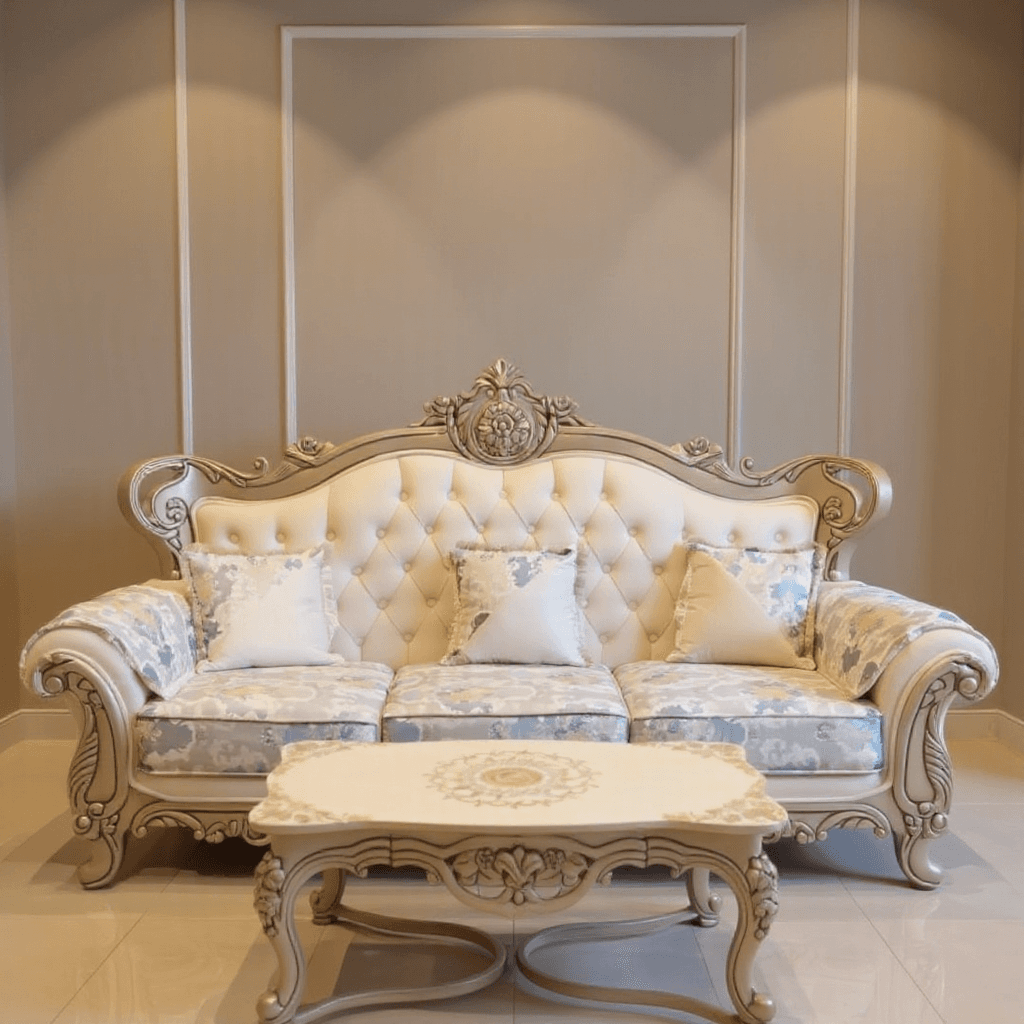 Royal Carved Sofa Set with Center Table
