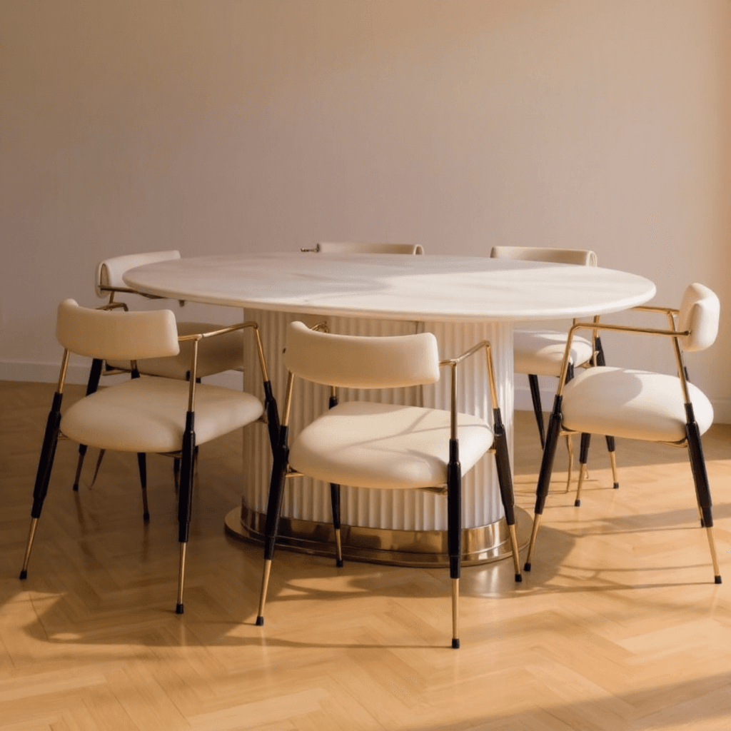 6 Seater Solid Wood Oval Dining Table