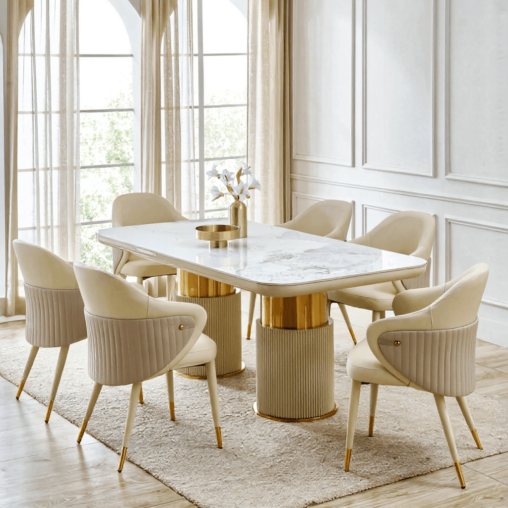 Marble Top Dining Table Set