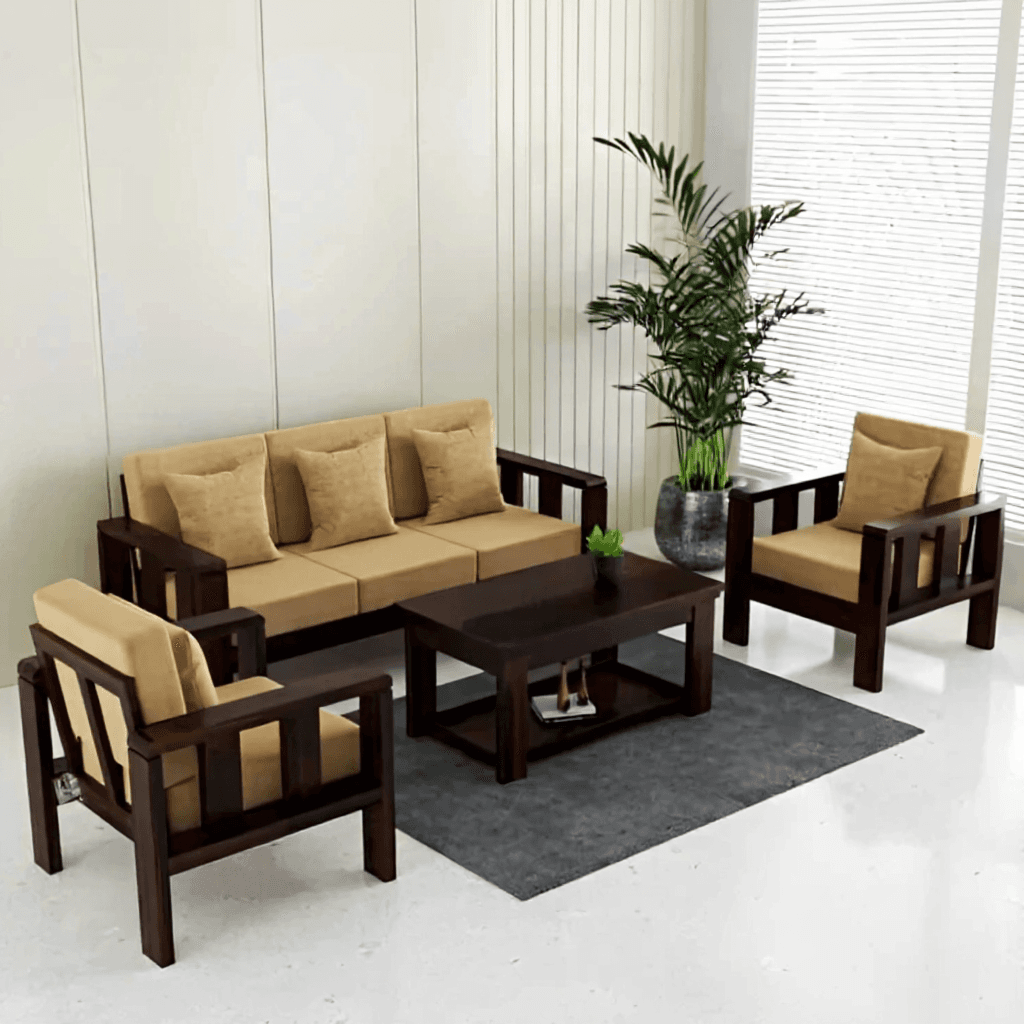 Wooden Sofa Set With Center Table