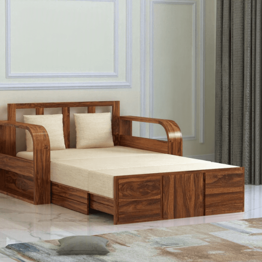 2‑Seater Wooden Sofa Cum Bed