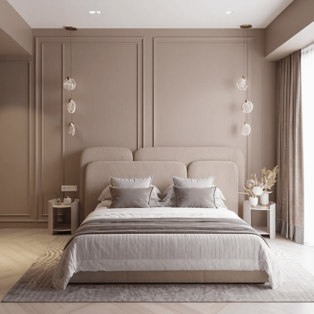 Double Bed with Upholstered Headboard