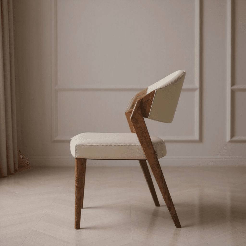 Custom Teak Wood Upholstered Chairs