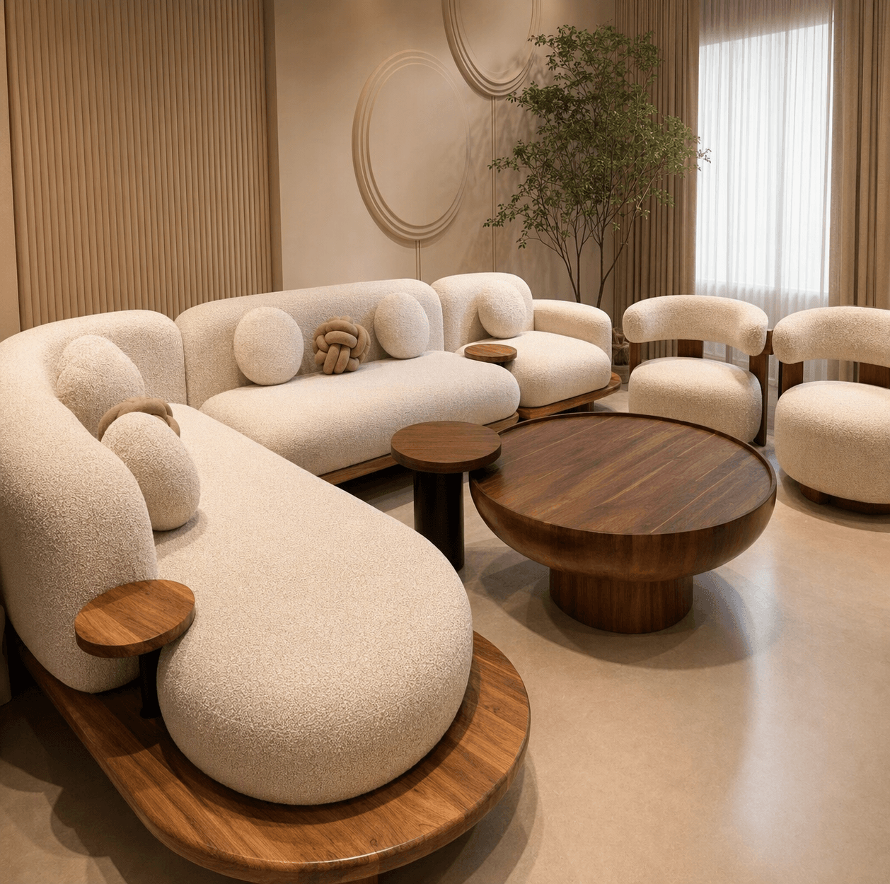 Custom 10-Seater Curved Sofa Set