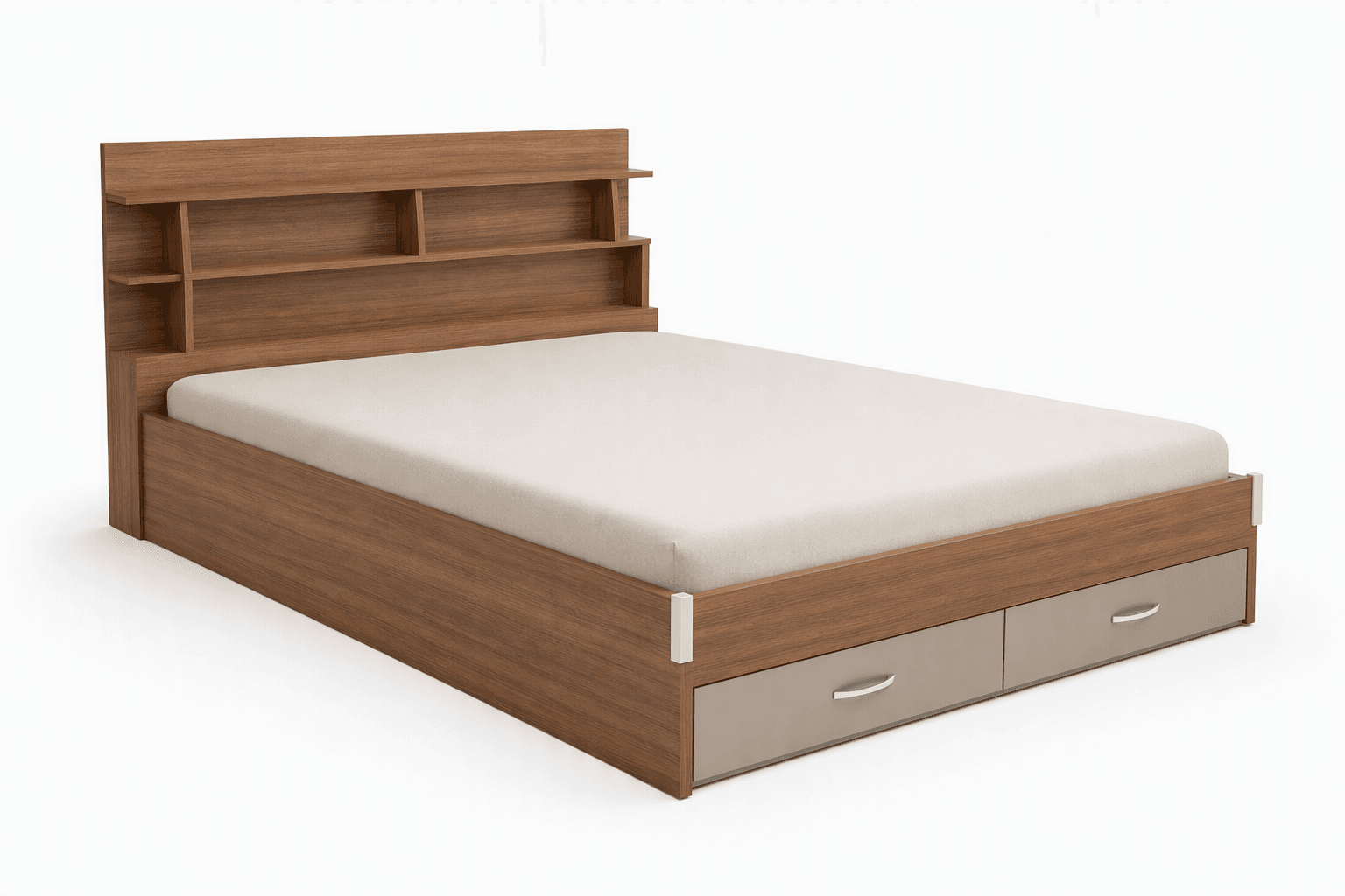 Queen Size Hydraulic Storage Bed with Headboard and Side Table