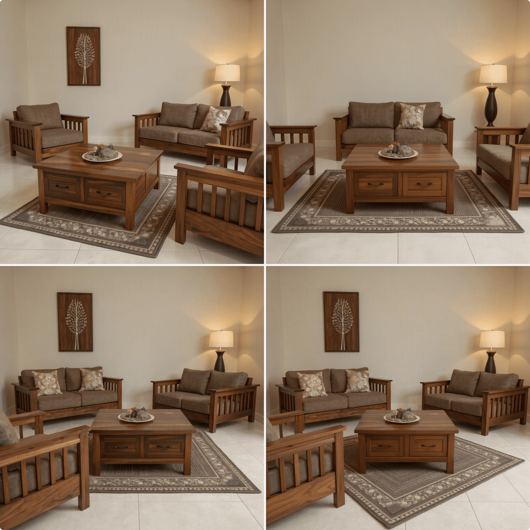 5 Seater Wooden Sofa With Center Table
