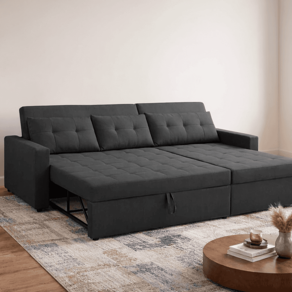 3‑Seater Sofa Bed with Center Table