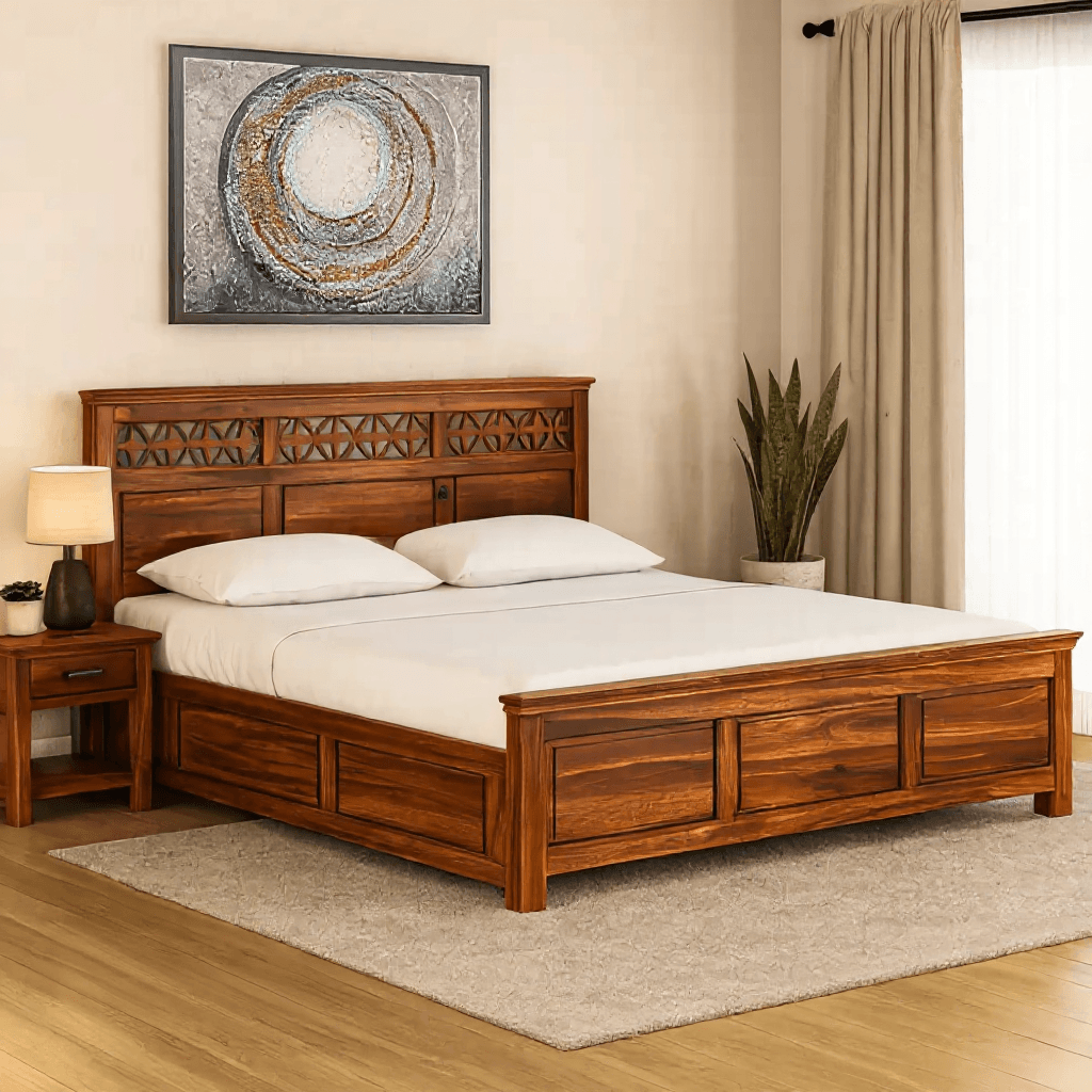 King Size Sheesham Storage Bed