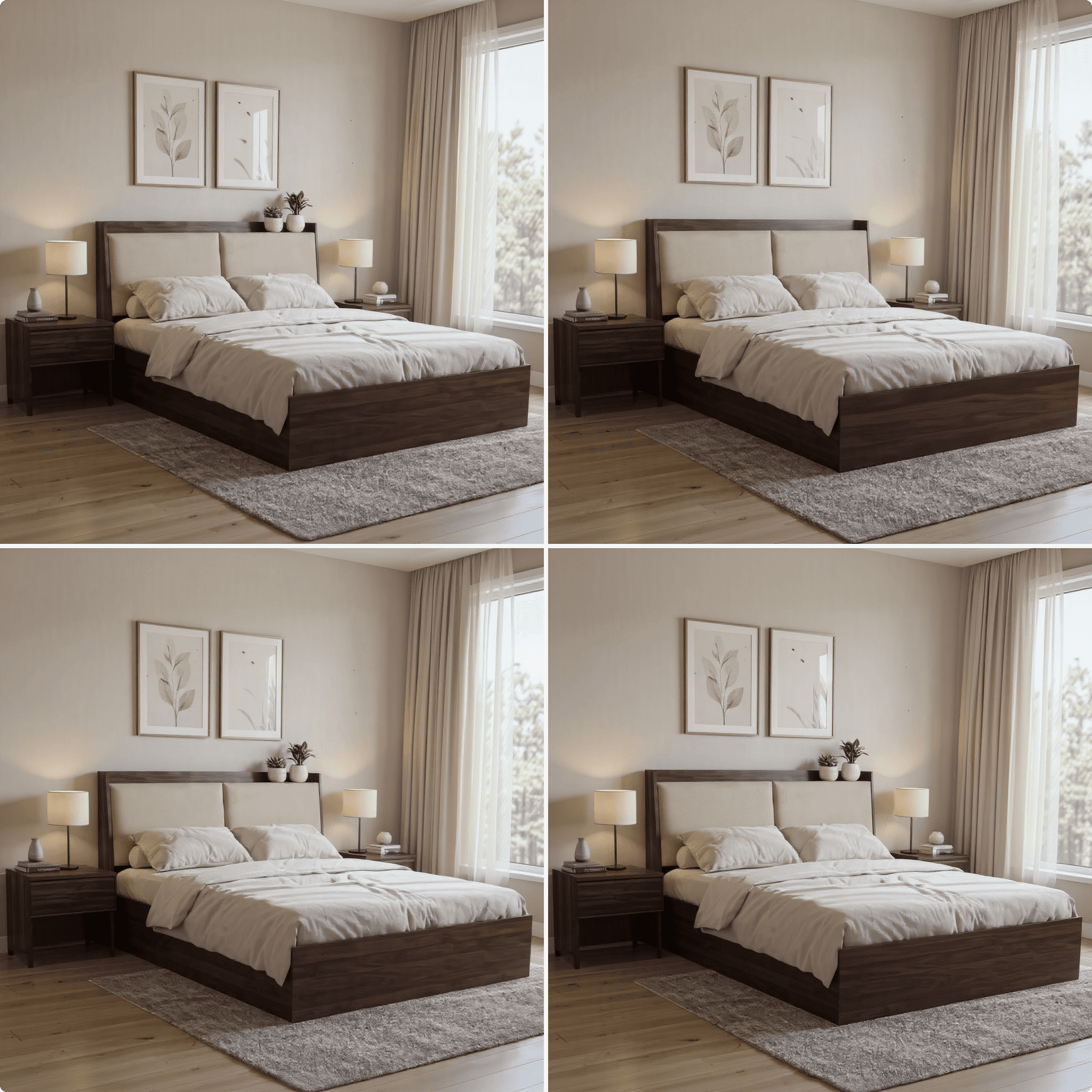 King Size Hydraulic Storage Bed with Side Tables