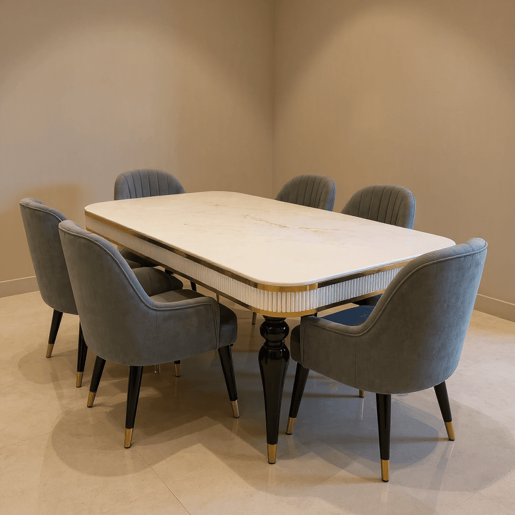 Marble Top Dining Table Set