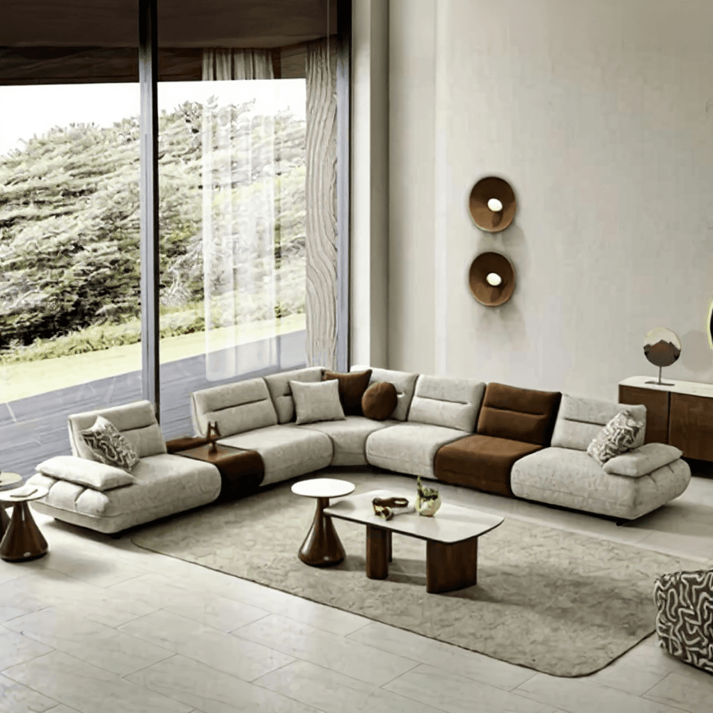 5+ Seater Leather L‑Shape Sectional Sofa
